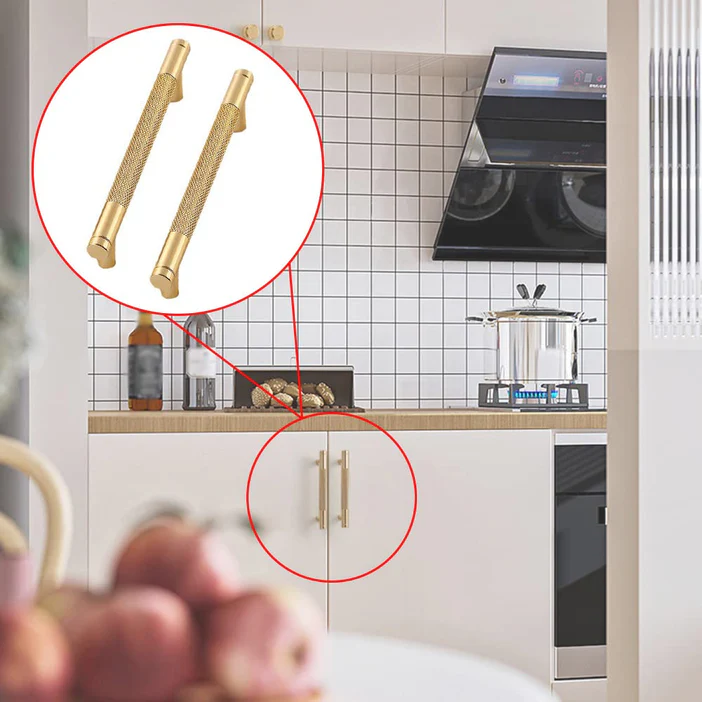Modern Gold Knurled Bar Pull Handles