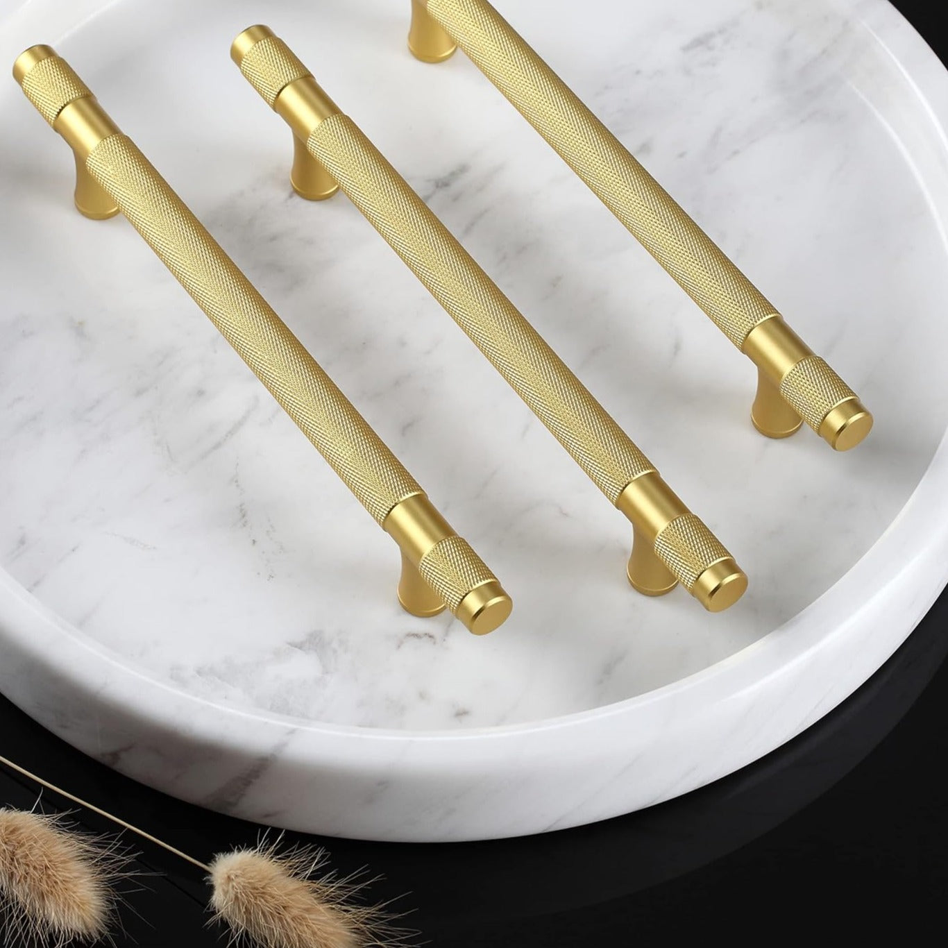 Solid Brass Knurled Cupboard Bar Handles