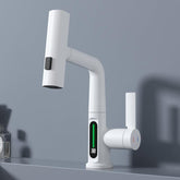 Digital Single Hole Brass Hot and Cold Basin Tap_White