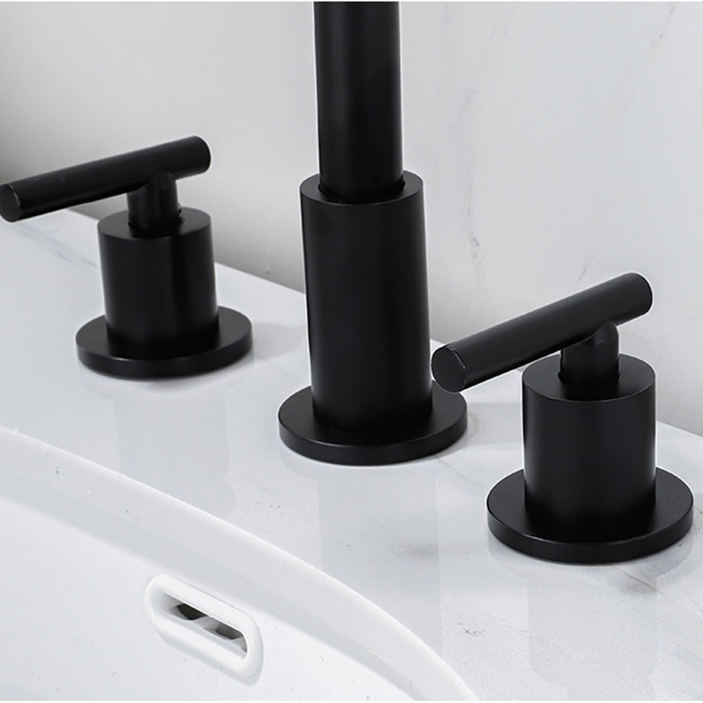 Dual Lever Brass Bathroom Tap_Black