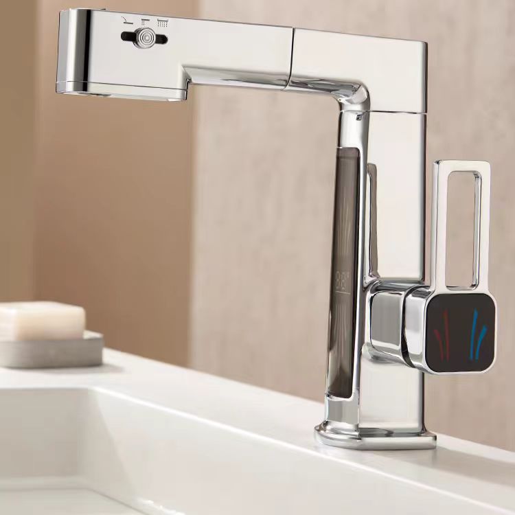 360° Rotation Liftable Bathroom Tap with LED Digital Display_ Chrome