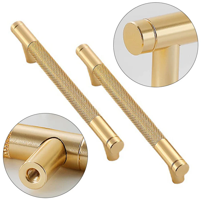 Modern Gold Knurled Bar Pull Handles