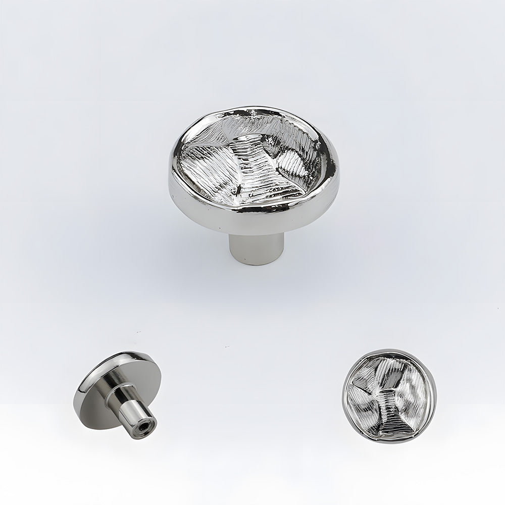 Organic Round Textured Zinc Alloy Cabinet Knobs