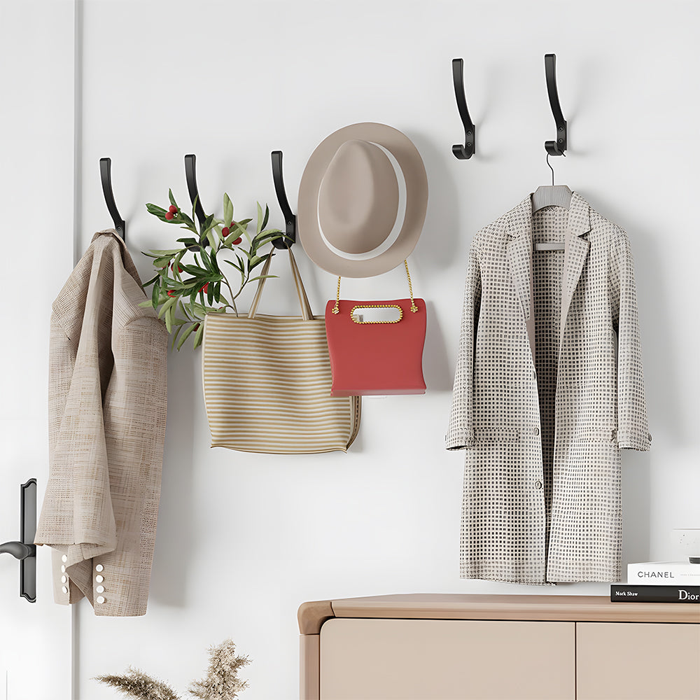Wall Mount Black Coat and Backpack Single Hook