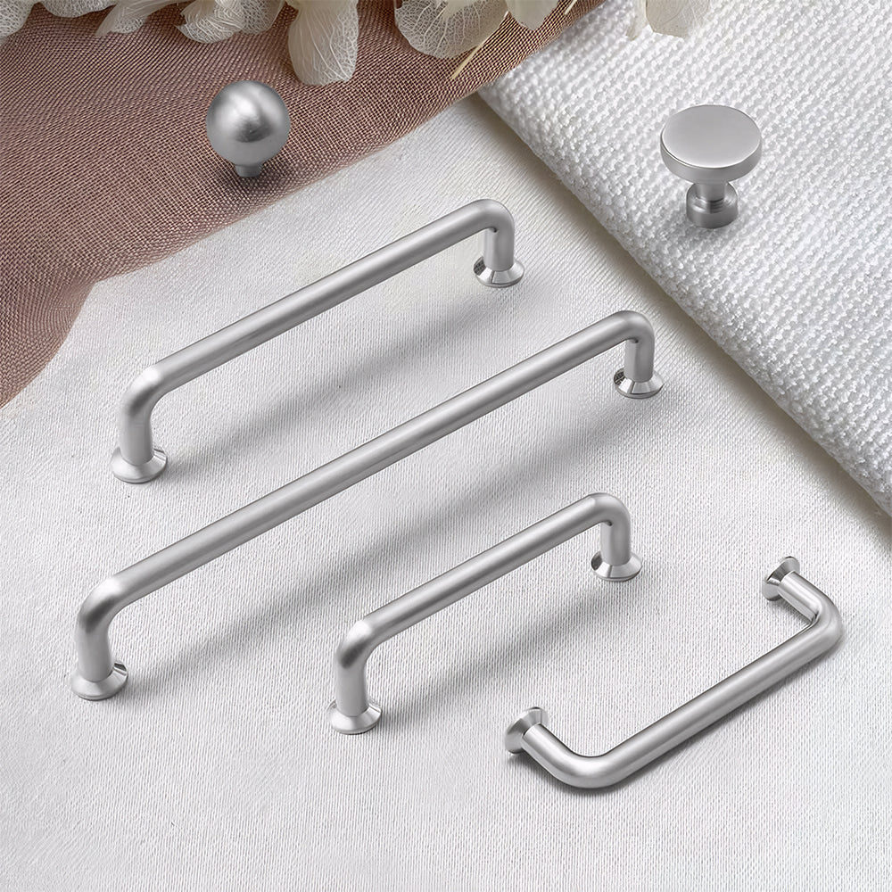 Elegant Simple Nickel Brushed Cabinet Door Drawer Handles