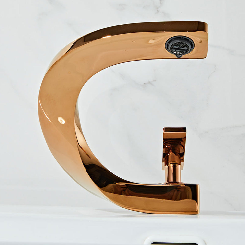 Elegant Loop Solid Brass Single Lever Bathroom Sink Tap