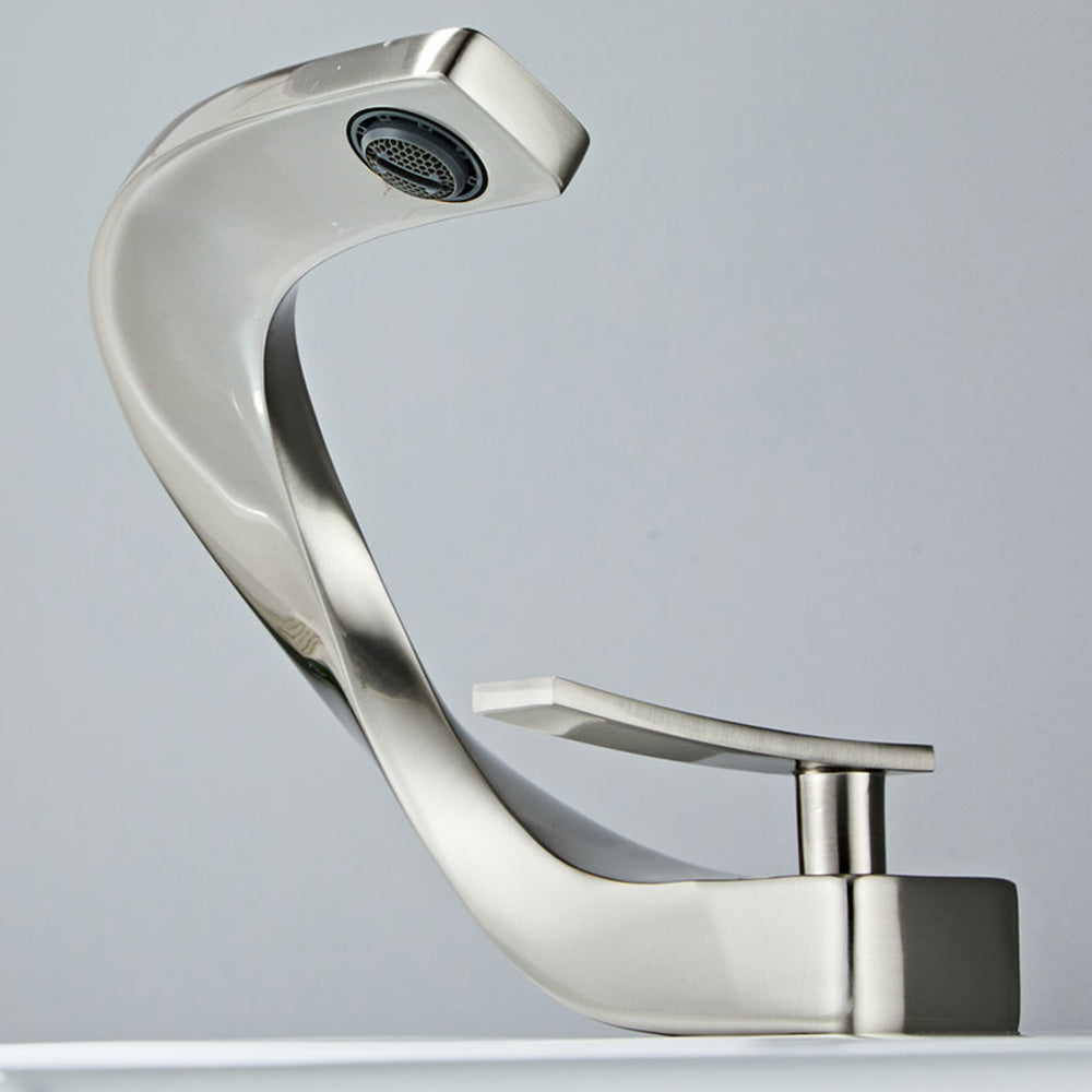 Elegant Loop Solid Brass Single Lever Bathroom Sink Tap