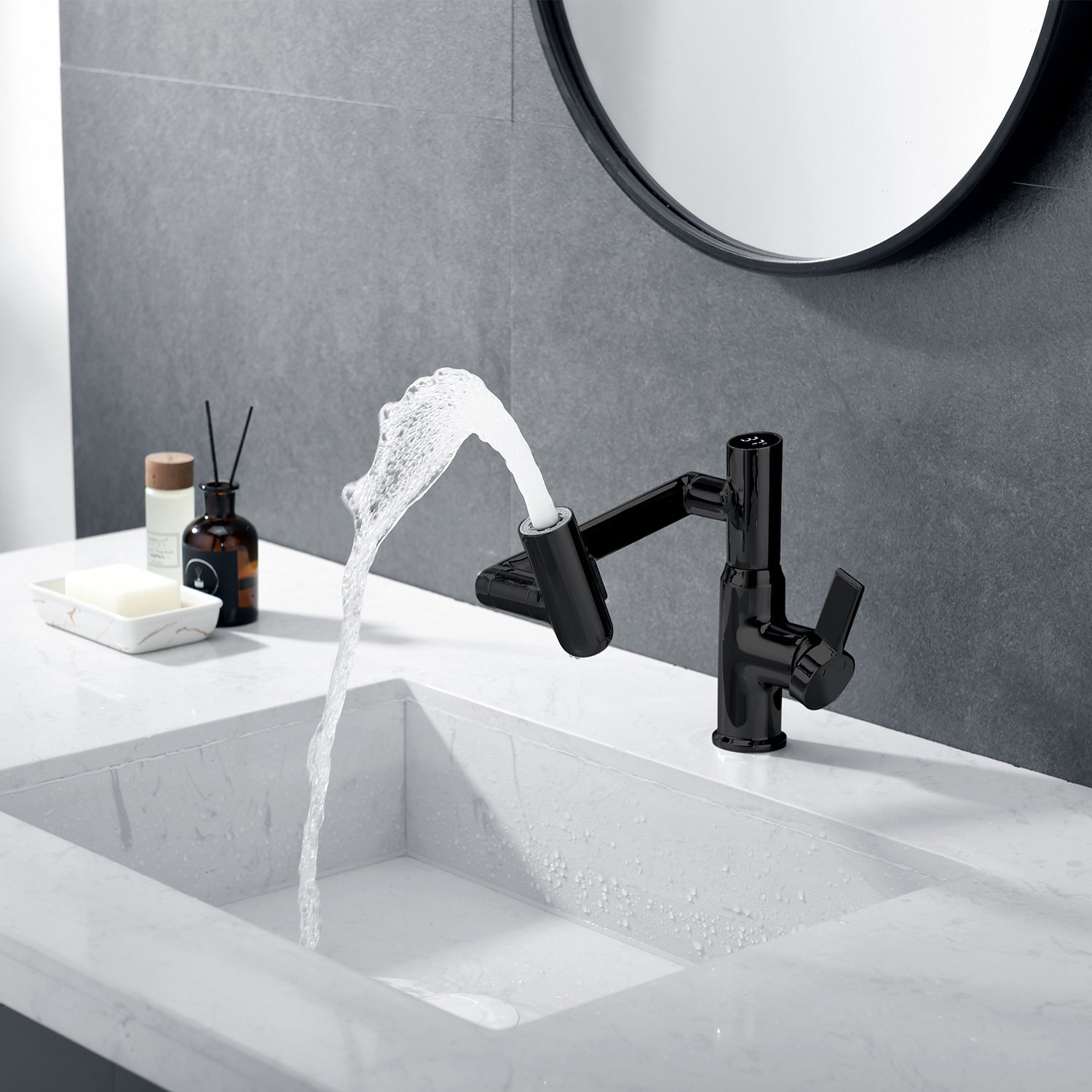 Intelligent Digital Display Hot And Cold Basin Tap_Black