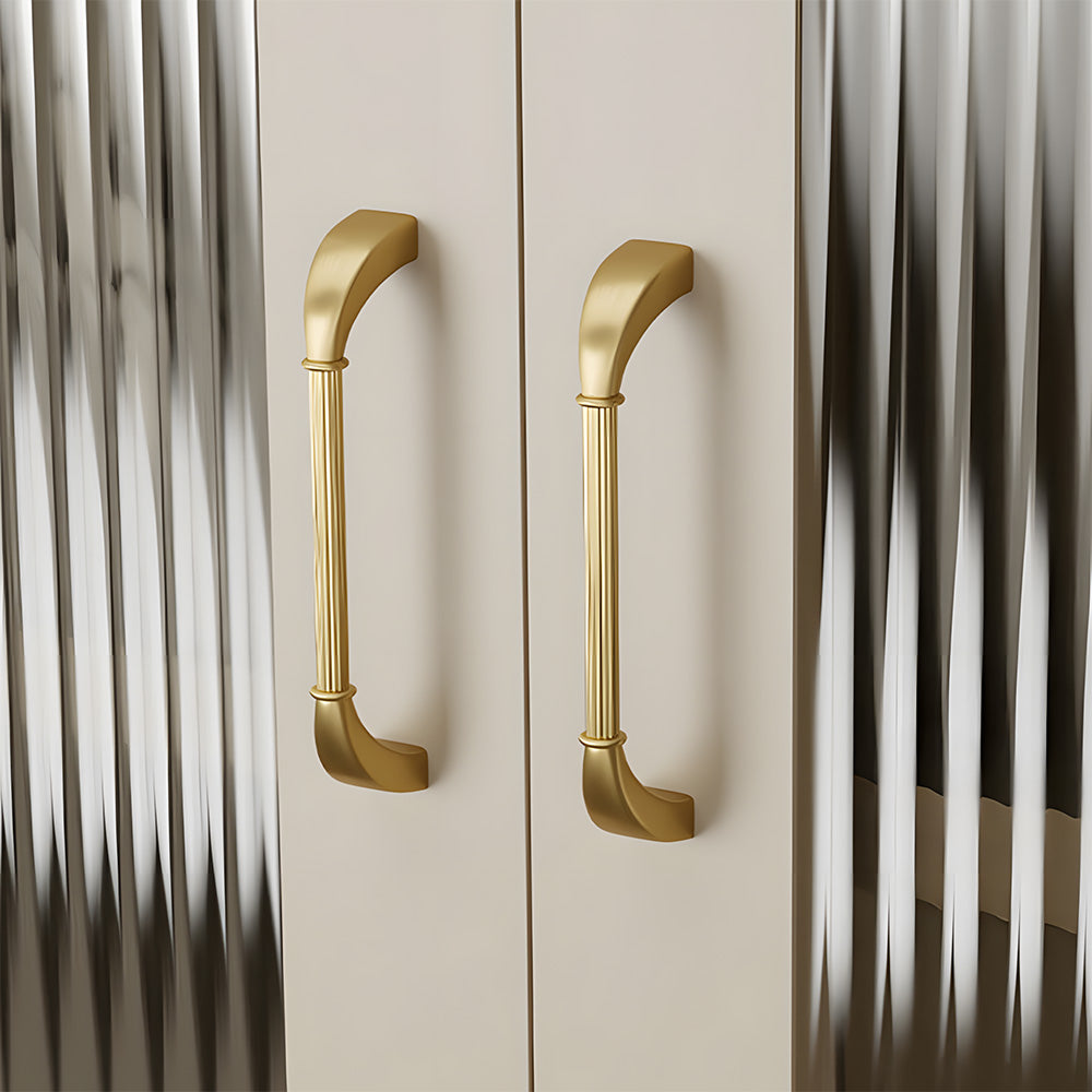 Elegant Solid Brass Ribbed D-Bar Kitchen Cabinet Handles