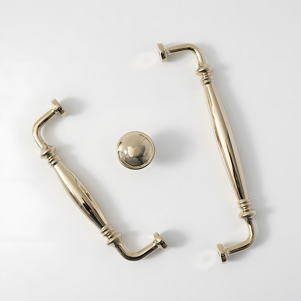 Retro Elegant Polished Brass Wardrobe Cabinet Pulls