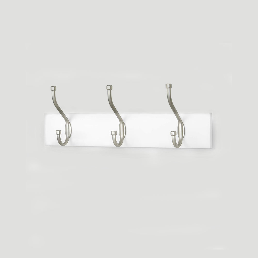 2 Pack White Wall Mounted Wooden Base Coat Hooks
