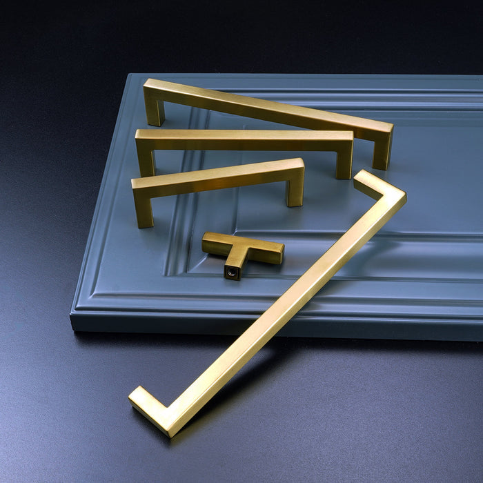 Brushed Brass Square Bar Handles