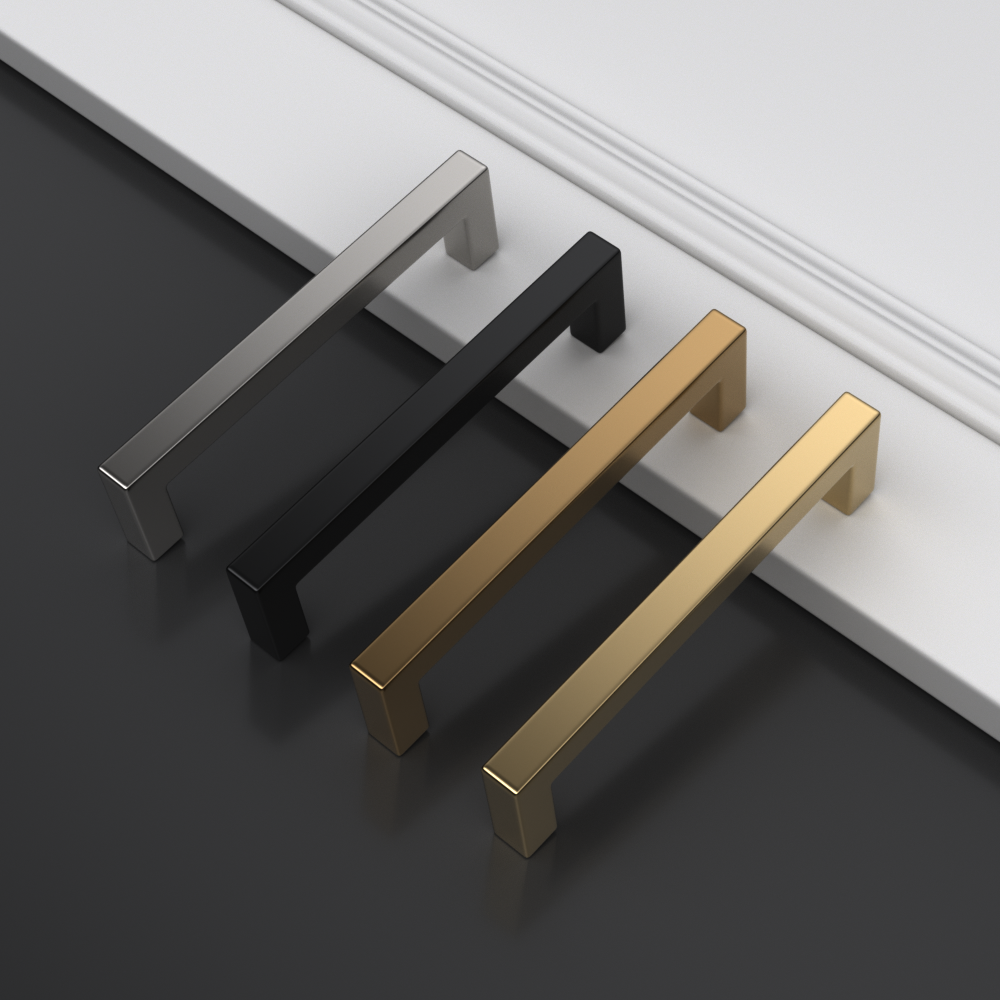 1 Pack Solid Brushed Satin Square Bar Pull Handles