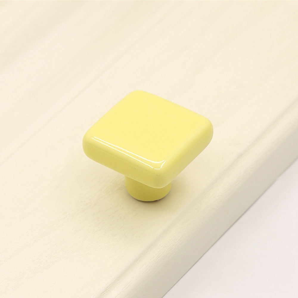 Colored Ceramic Square Single-Hole Cabinet Drawer Knobs