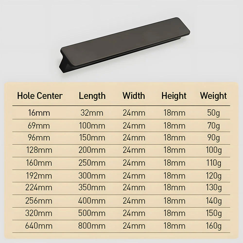 Classic Black Rectangle Kitchen Hardware Drawer Handles