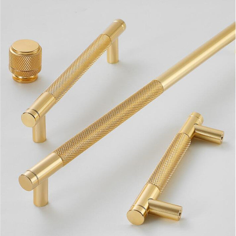 Modern Gold Knurled Bar Pull Handles