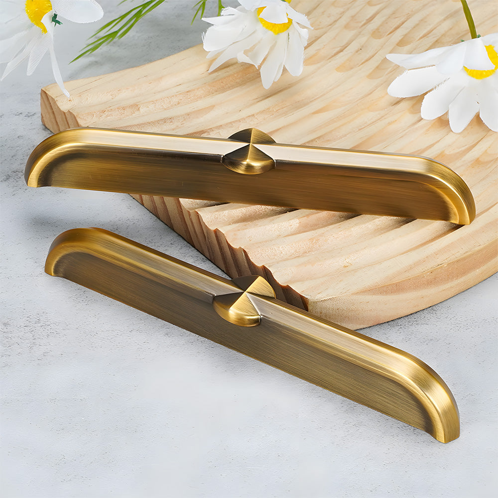 Modern Zinc Alloy Brushed Brass Cabinet Handles