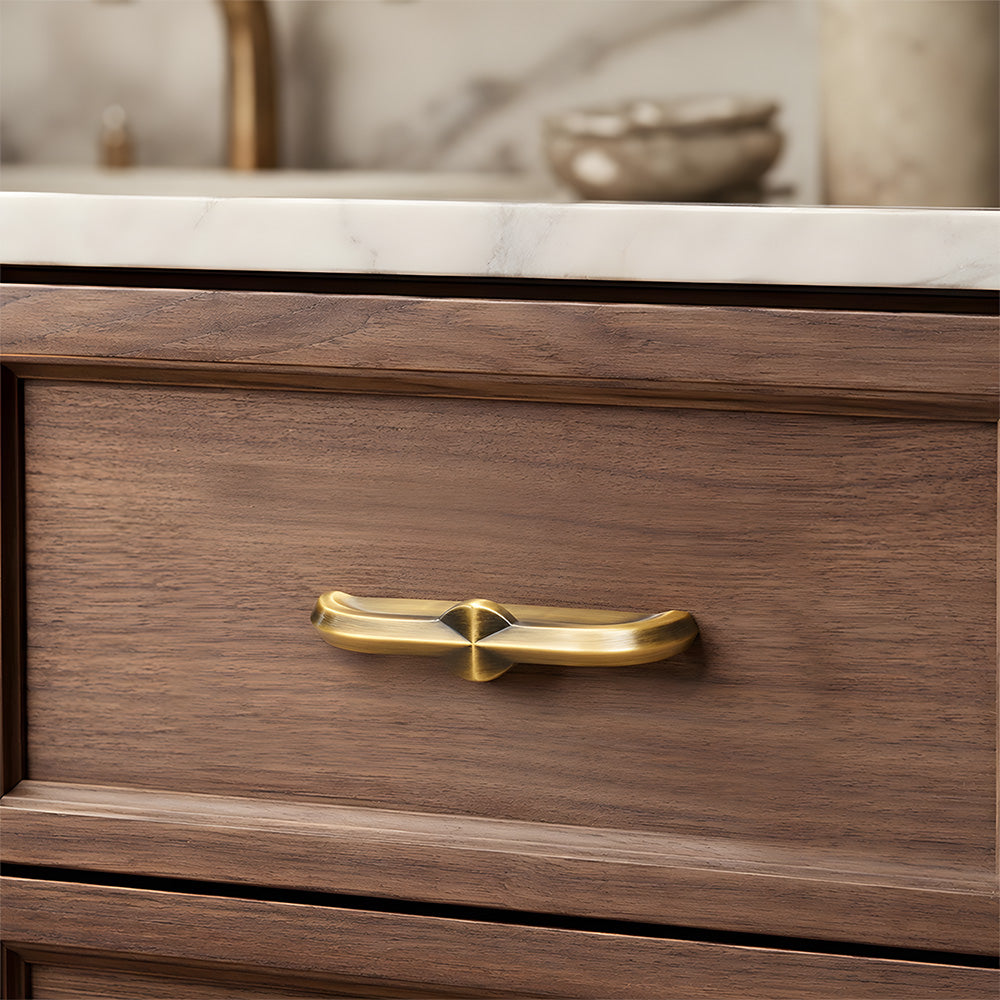 Modern Zinc Alloy Brushed Brass Cabinet Handles