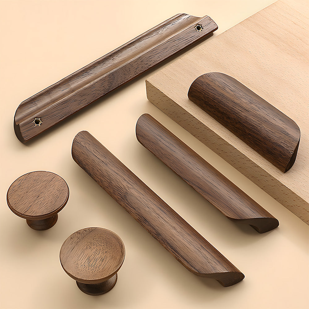 Minimalist Walnut Wood Finger Edge Cabinet Pulls