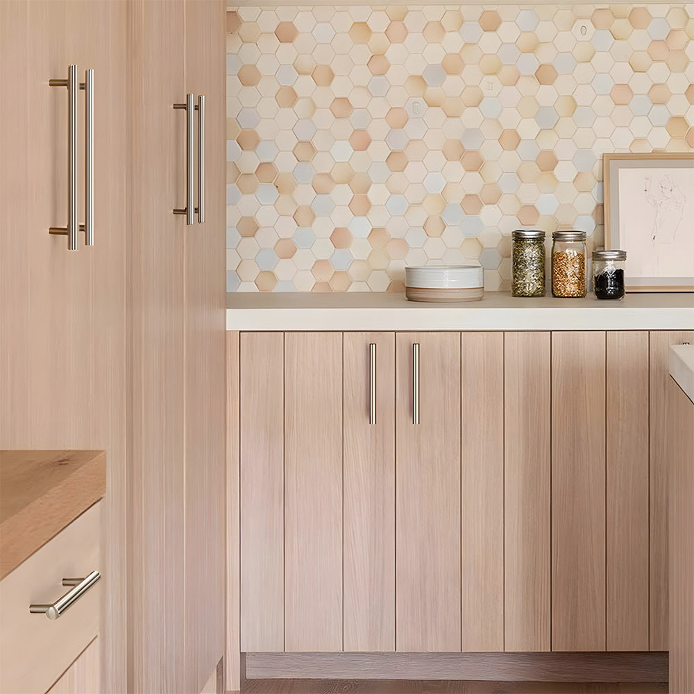 Modern Brass Straight Knurled Dresser Handles