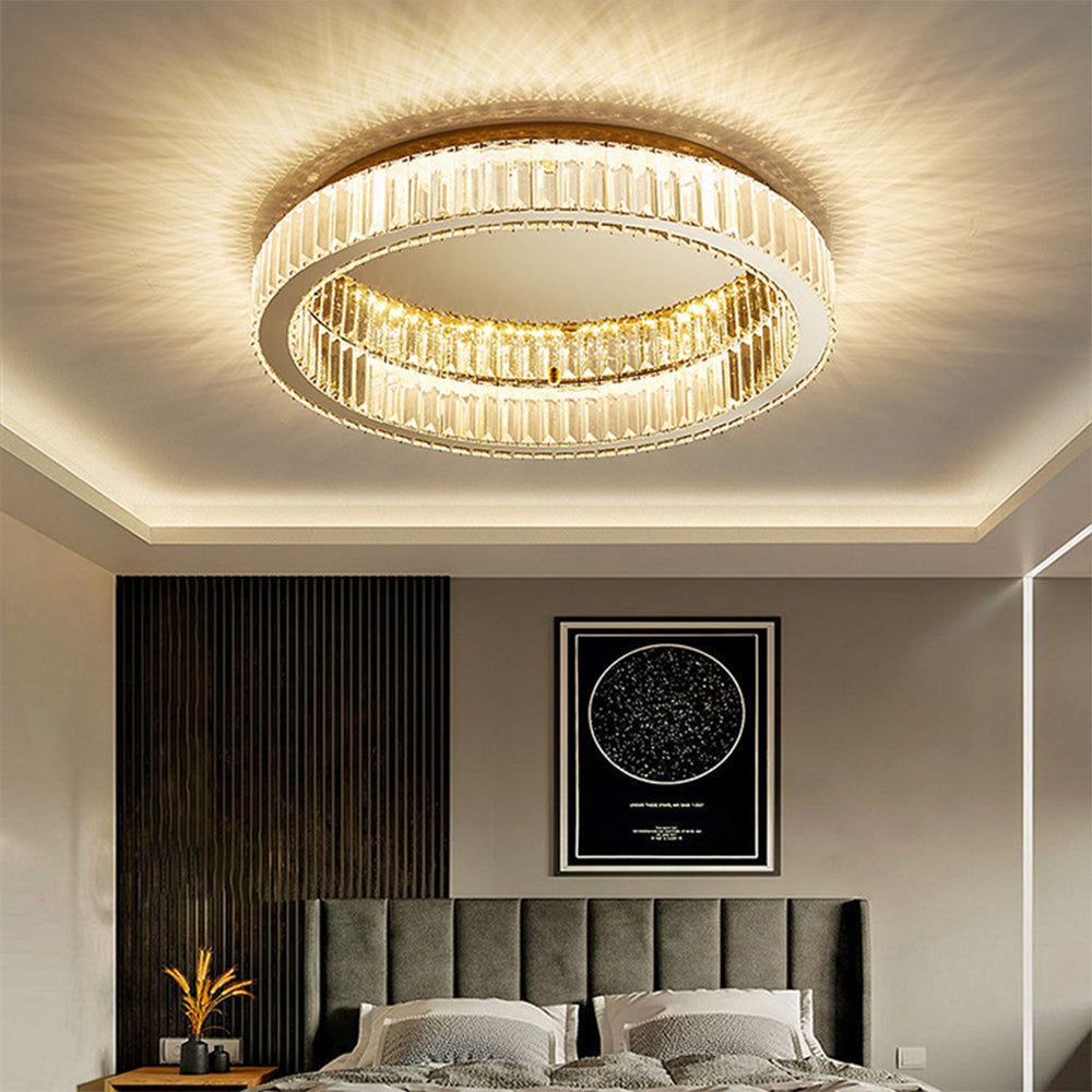 Gold Circle Crystal Bedroom Ceiling LED Lighting