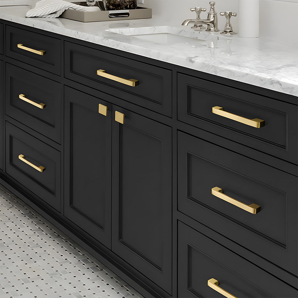 Modern Gold Solid Brass Kitchen Cabinet Handles
