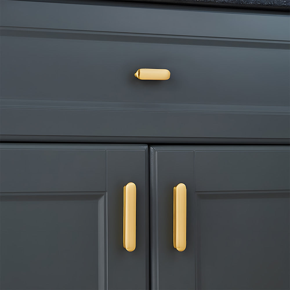Modern T-Shaped Gold Brass Cabinet Handles
