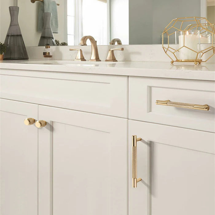 Modern Gold Knurled Bar Pull Handles