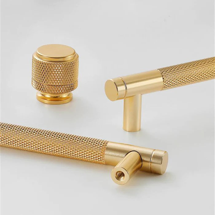 Modern Gold Knurled Bar Pull Handles