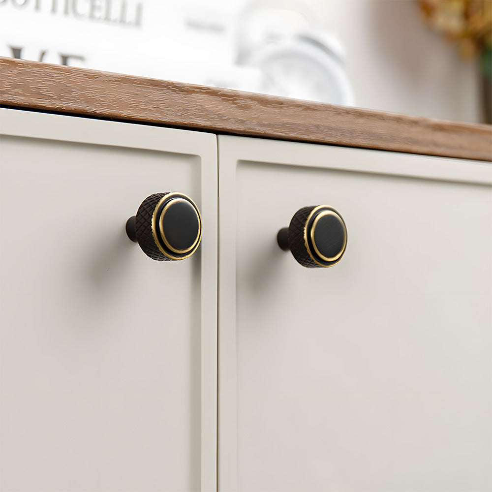 Modern Knurled Solid Brass T-Bar Cabinet Handles