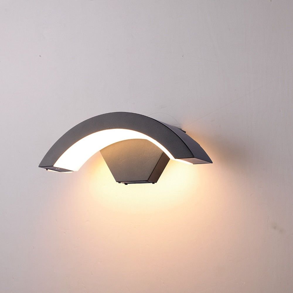 Nordic Arc Waterproof LED Outdoor Black Wall Lamp