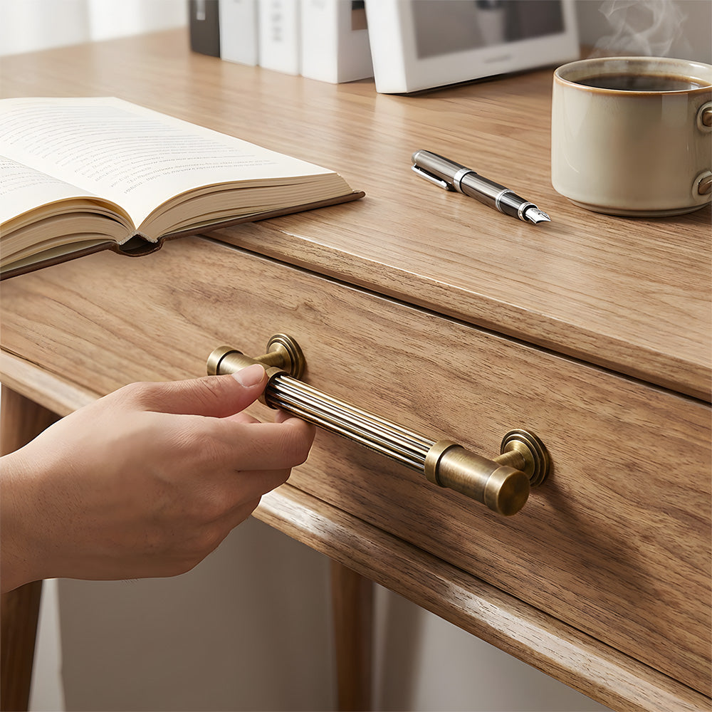 Vintage Antique Bronze Stripe Brass Cabinet Pulls