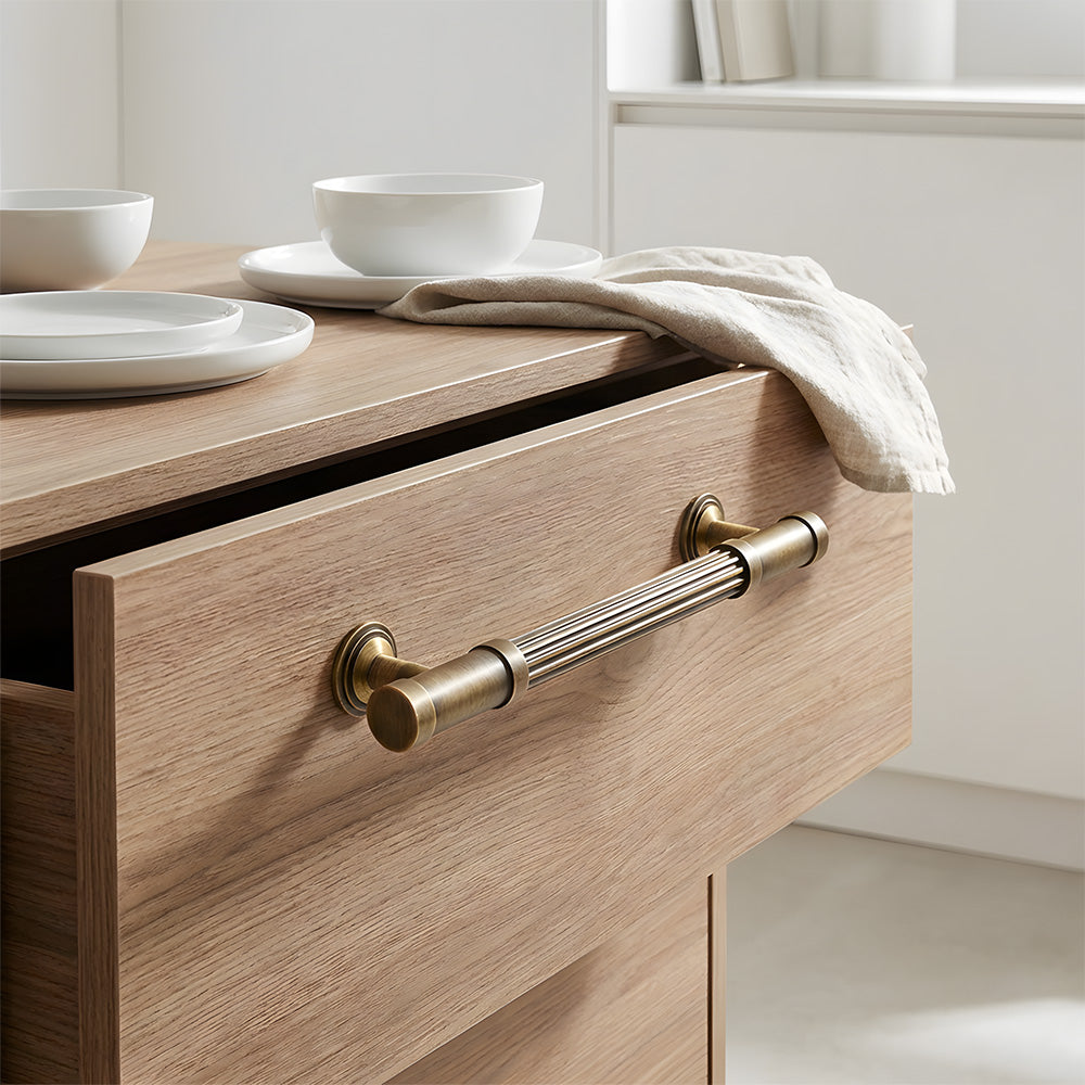 Vintage Antique Bronze Stripe Brass Cabinet Pulls