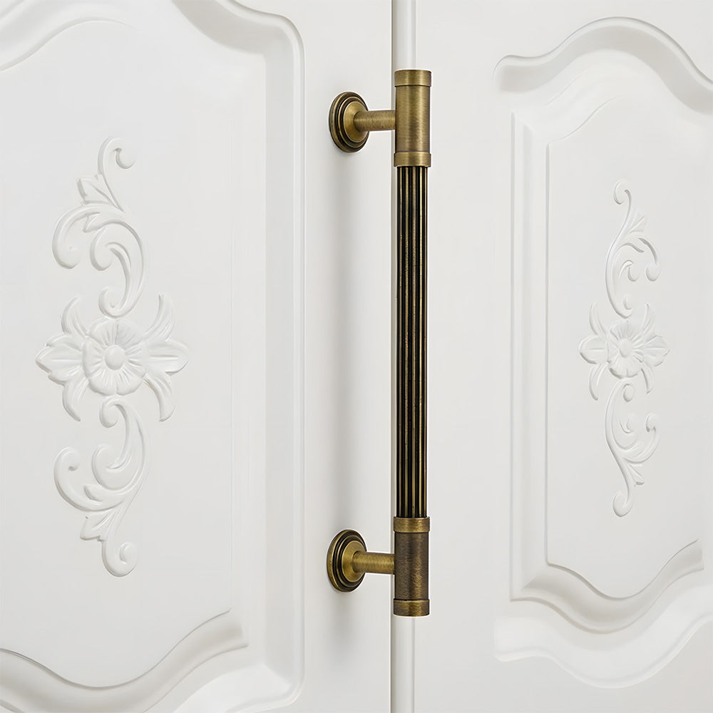 Vintage Antique Bronze Stripe Brass Cabinet Pulls