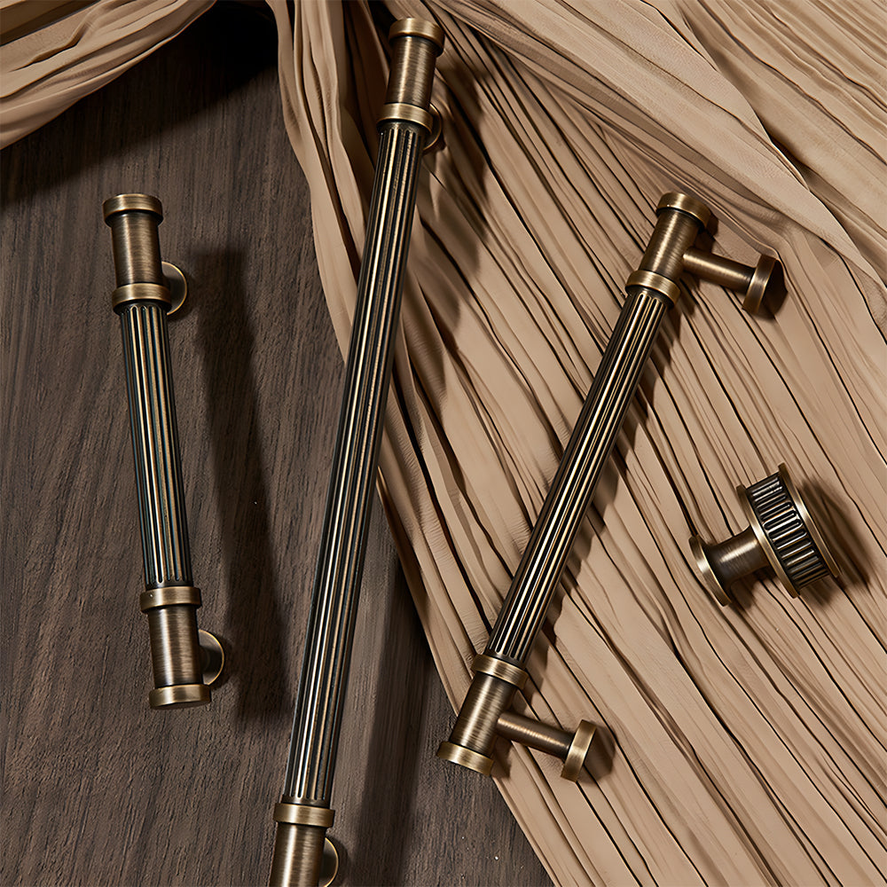 Vintage Lined Bronze Cabinet Handles