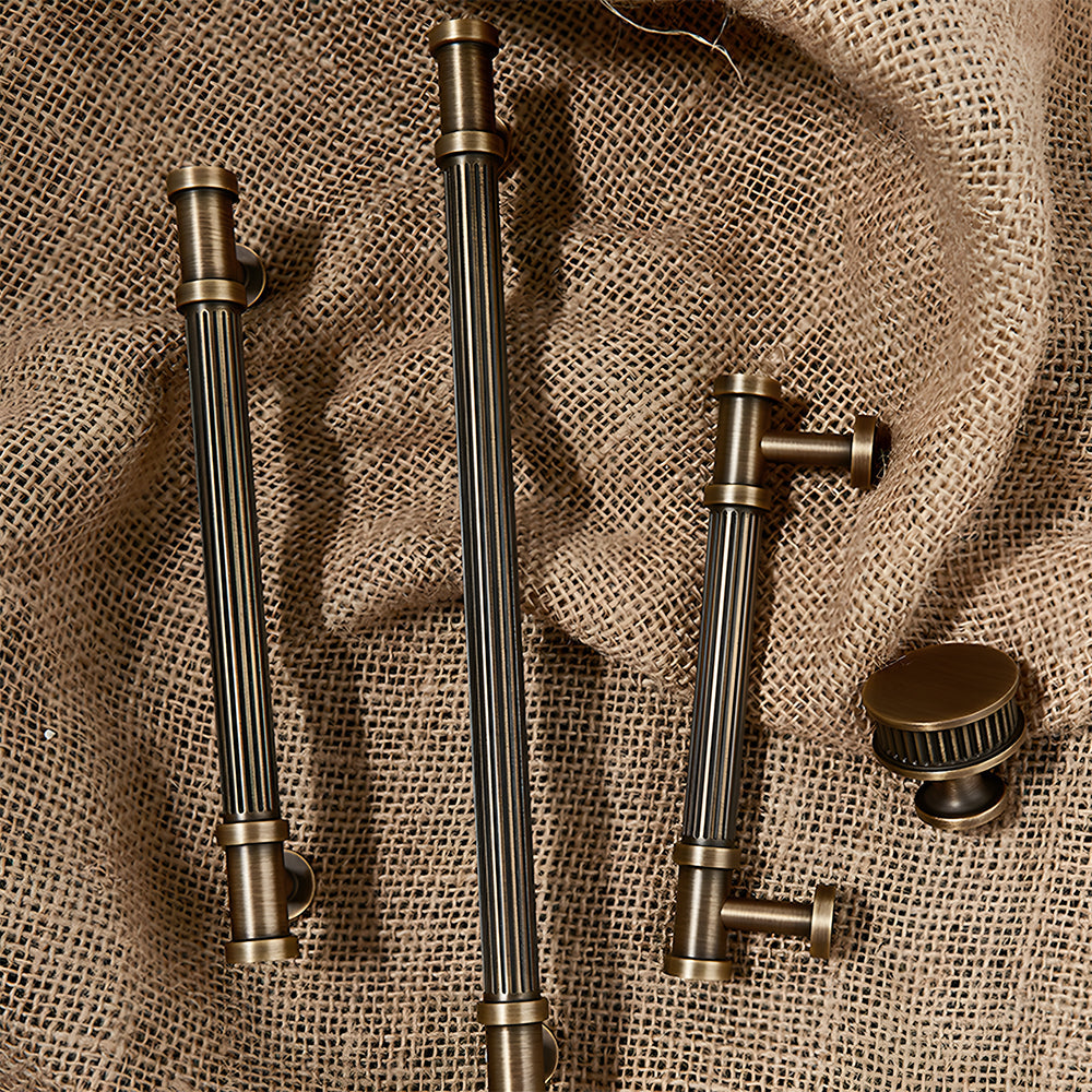 Vintage Lined Bronze Cabinet Handles