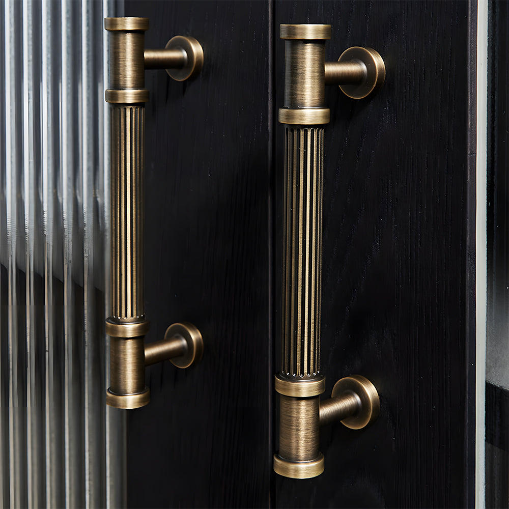 Vintage Lined Bronze Cabinet Handles