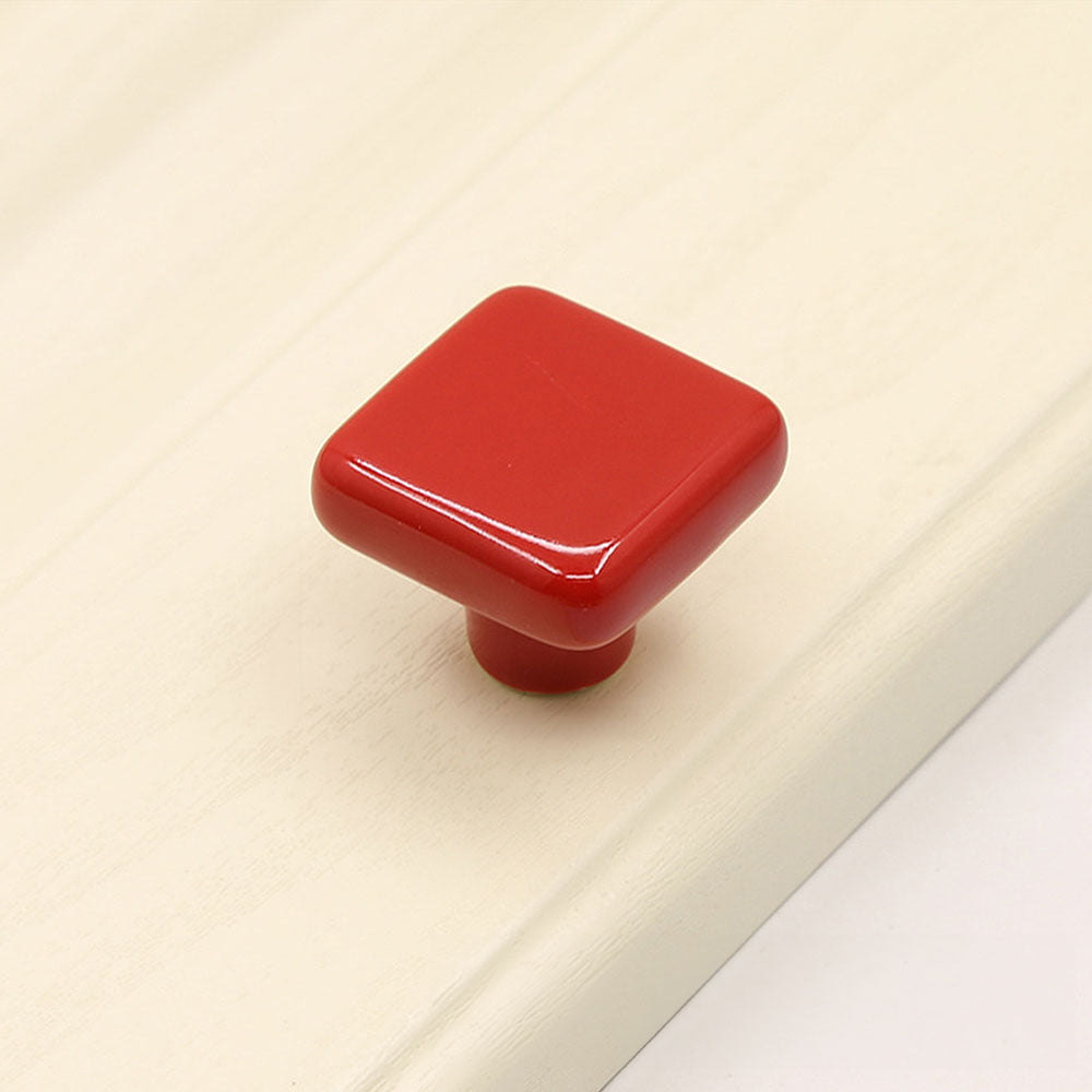 Colored Ceramic Square Single-Hole Cabinet Drawer Knobs