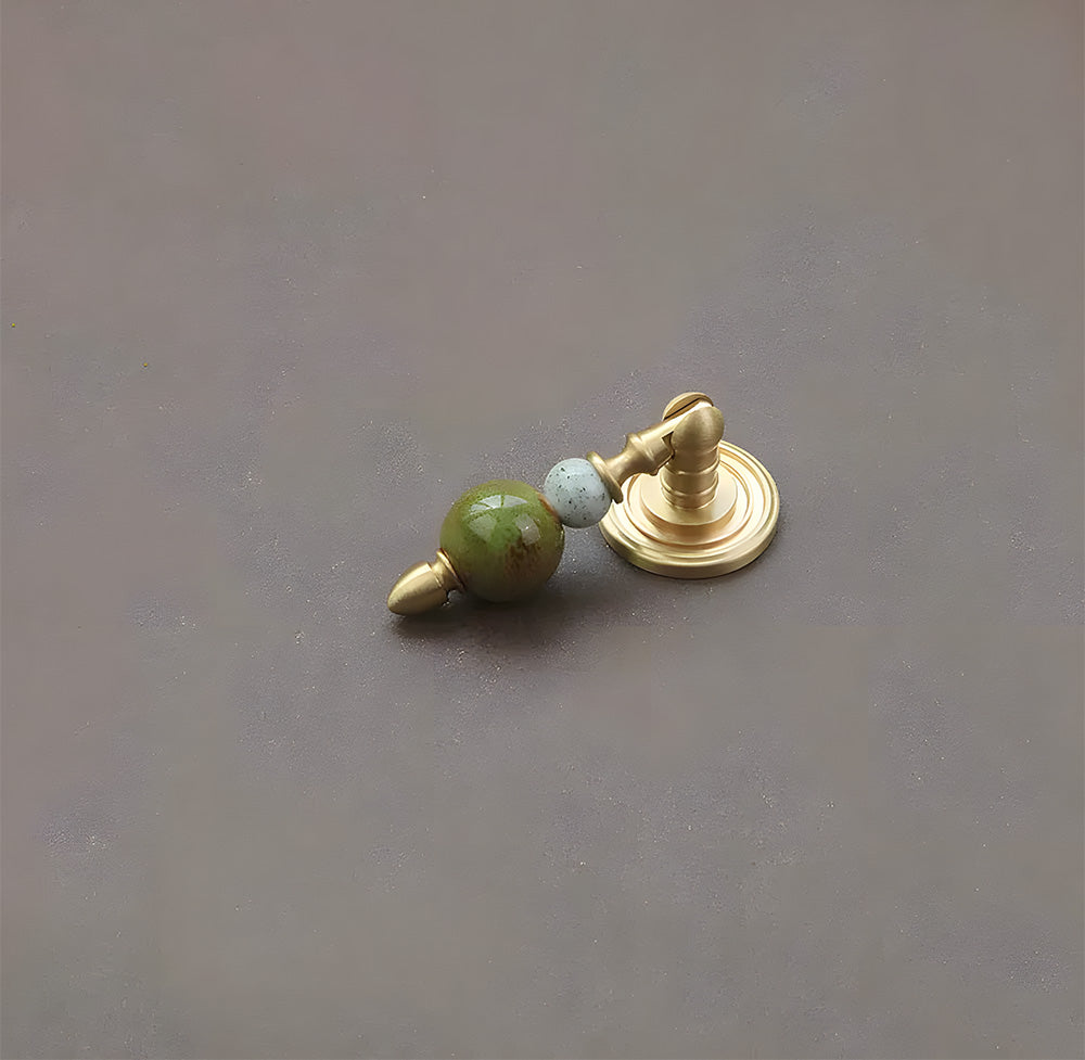 Solid Brass & Natural Stone Drop Pendant Cabinet Knobs