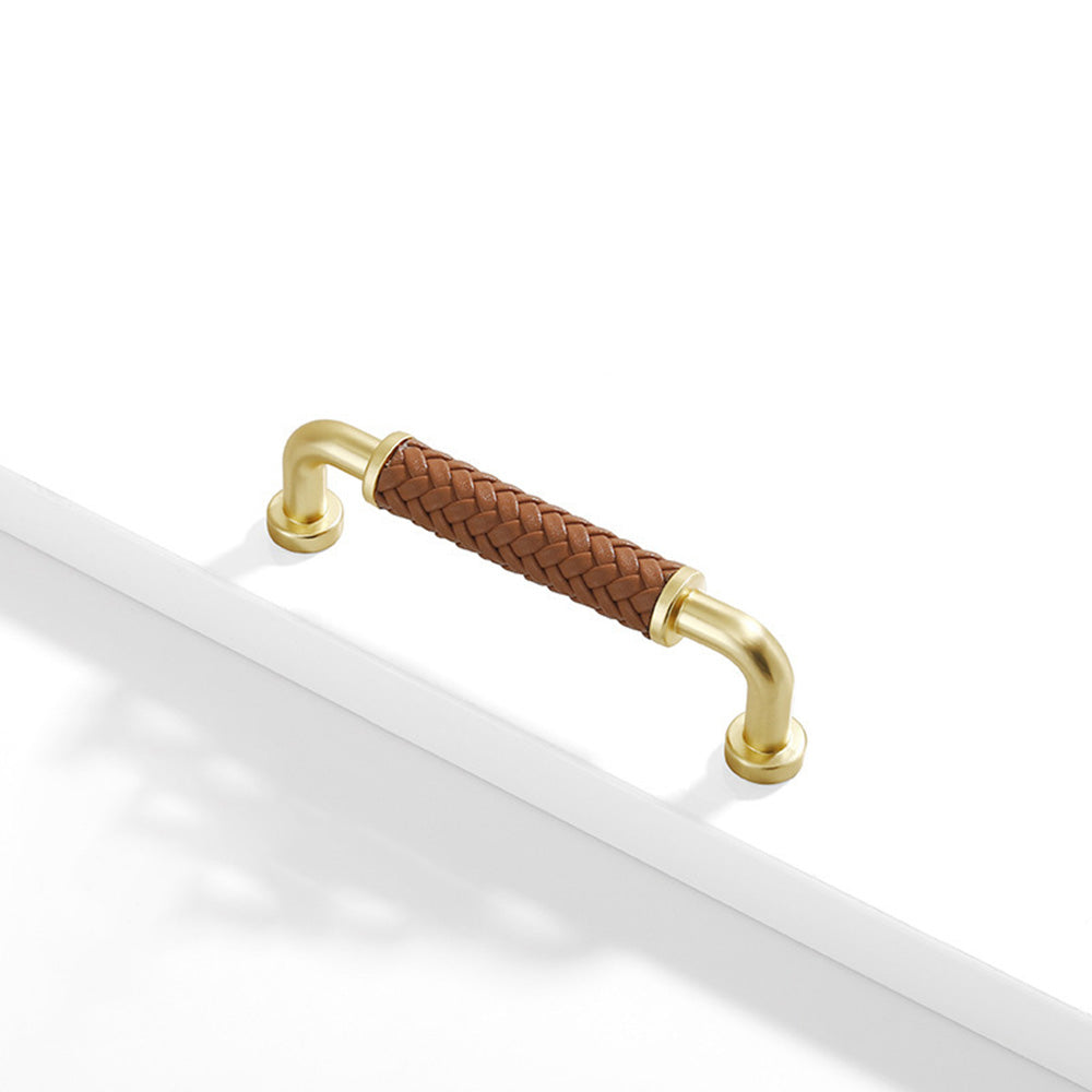 Curved Woven Leather Cupboard Handles