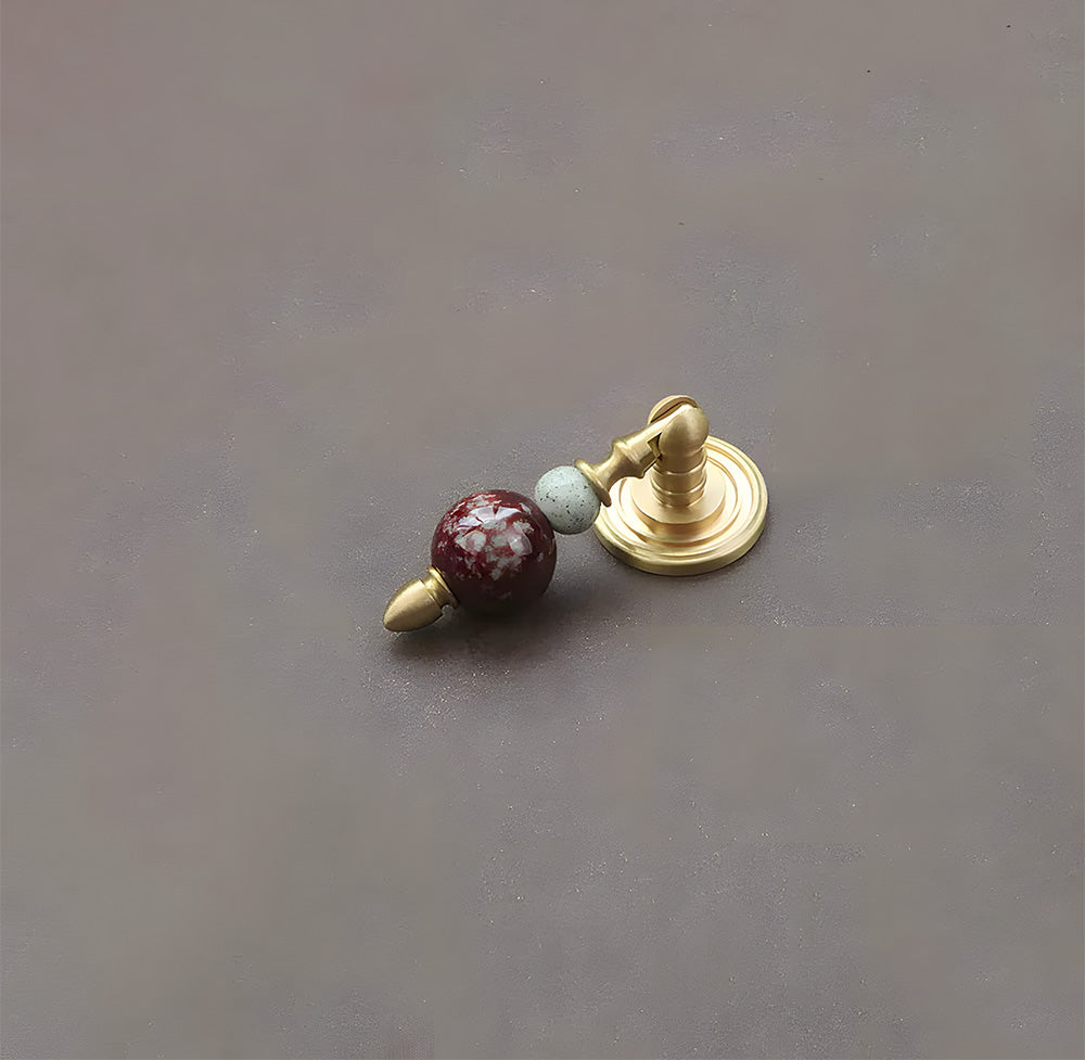 Solid Brass & Natural Stone Drop Pendant Cabinet Knobs