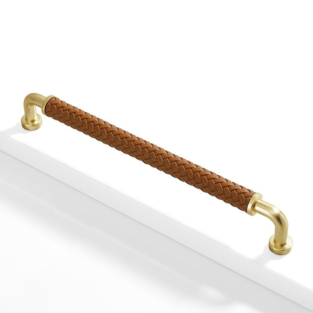 Curved Woven Leather Cupboard Handles