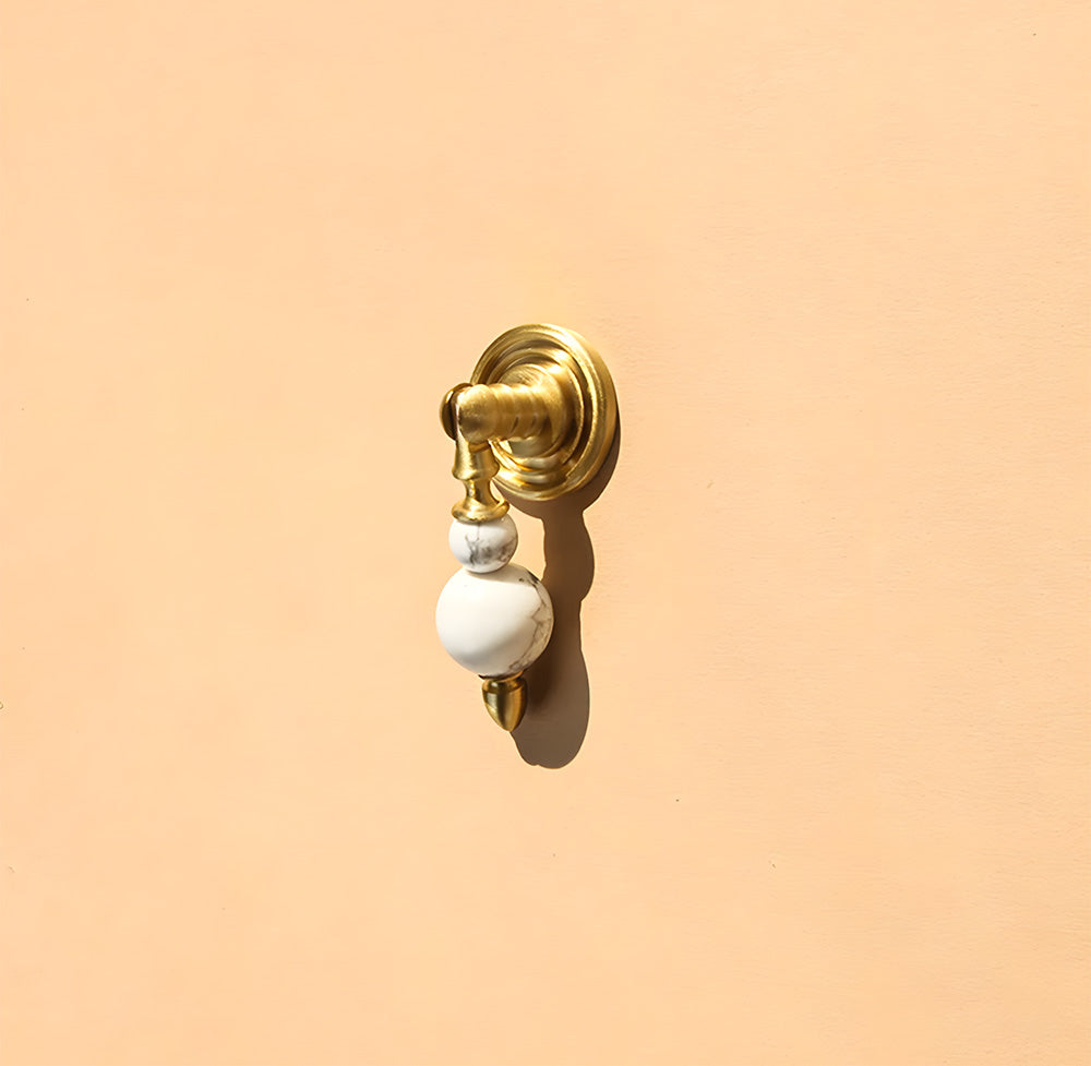 Solid Brass & Natural Stone Drop Pendant Cabinet Knobs