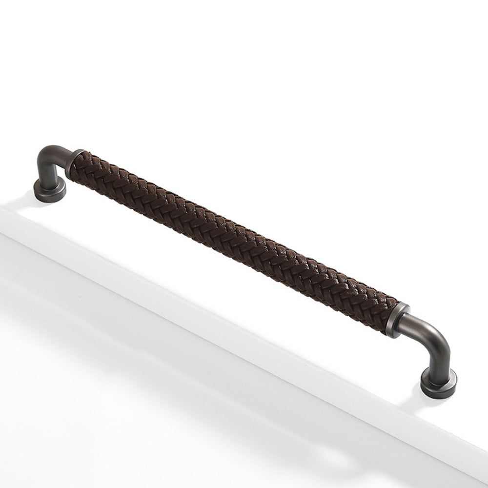 Curved Woven Leather Cupboard Handles