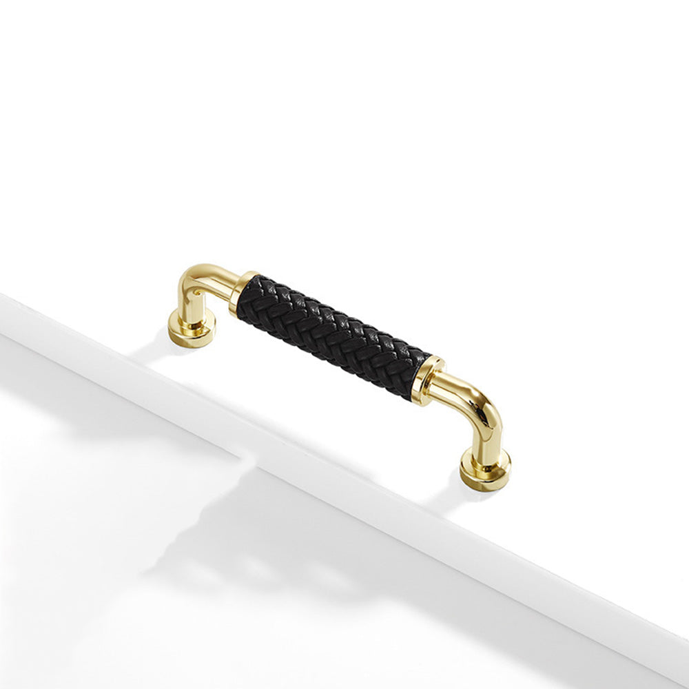 Curved Woven Leather Cupboard Handles