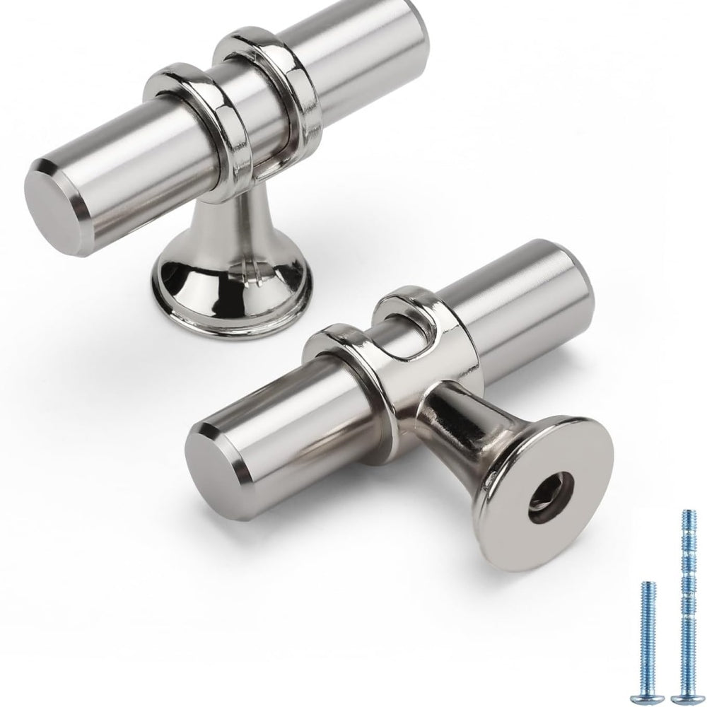 Brushed Nickel & Black Solid Cabinet Pulls