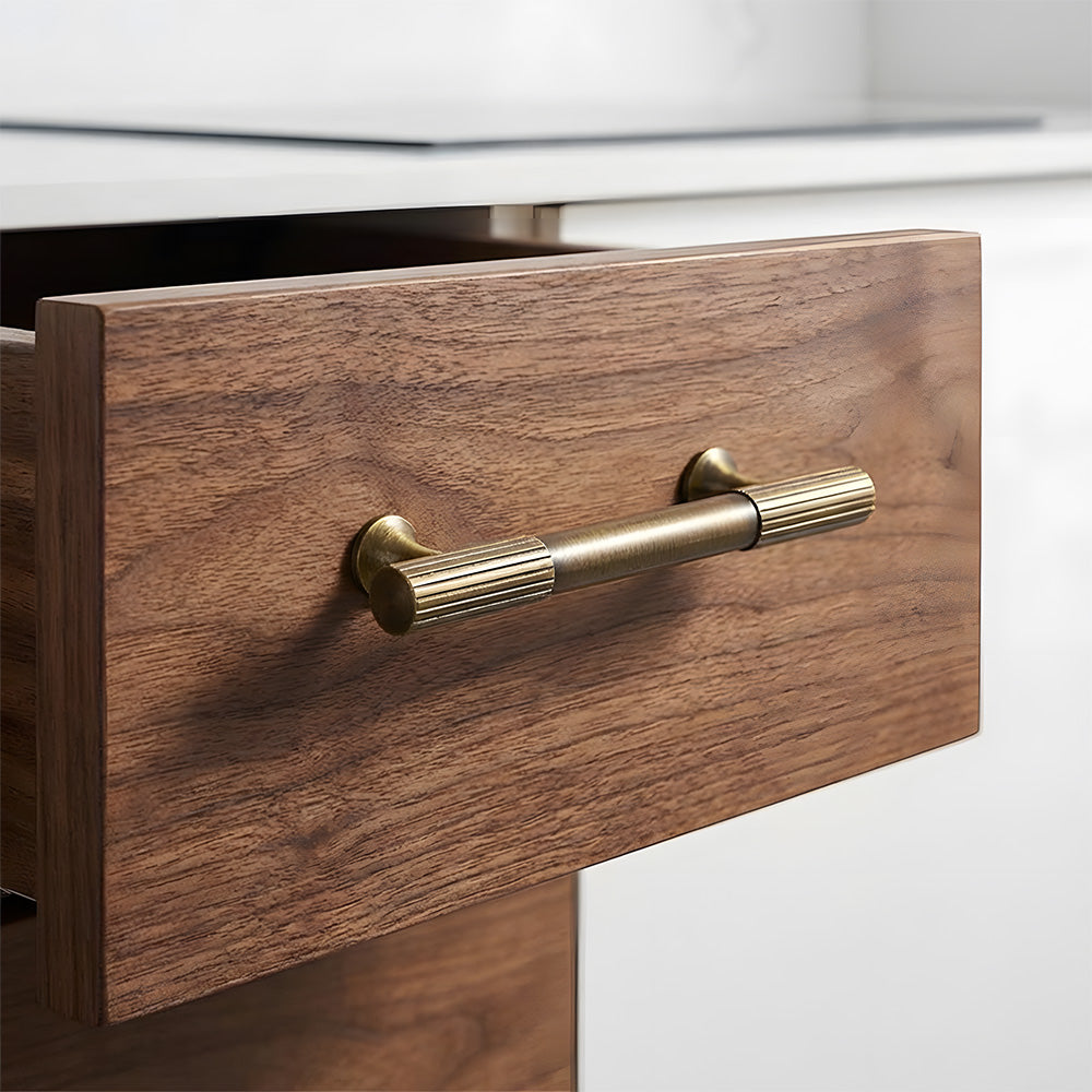 Retro Stripe Antique Brass Kitchen Handles Drawer Pulls