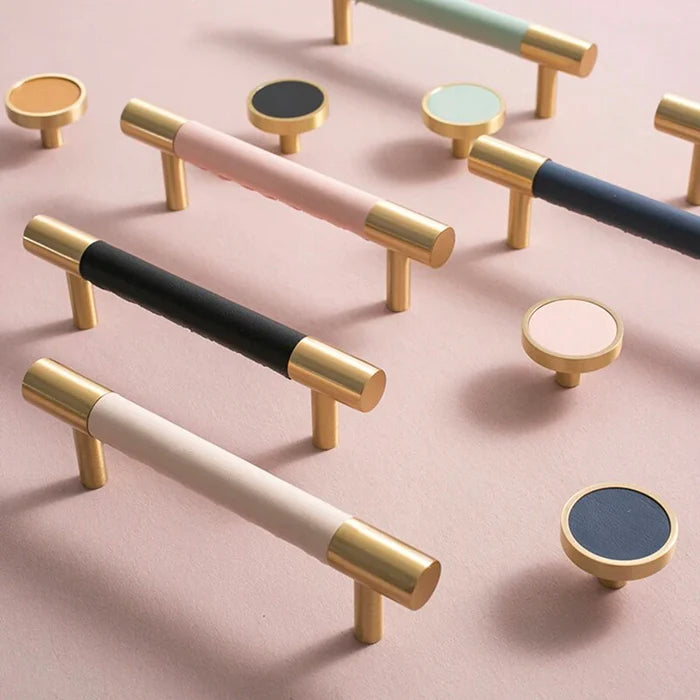 Colorful Leather Bar Cabinet Handles