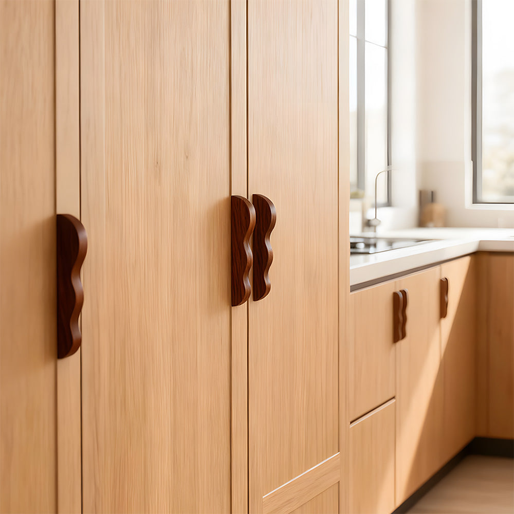 Unique Handmade Wavy Natural Wood Cabinet Handles