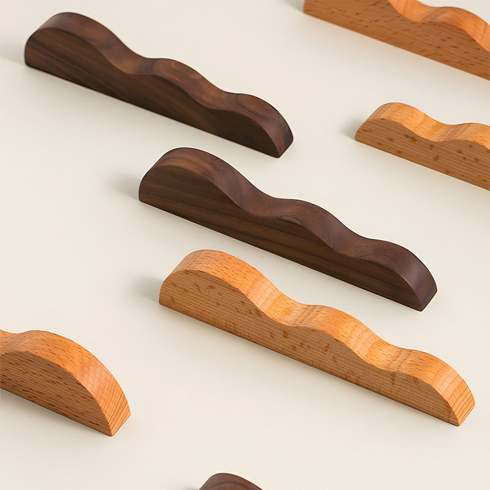 Unique Handmade Wavy Natural Wood Cabinet Handles